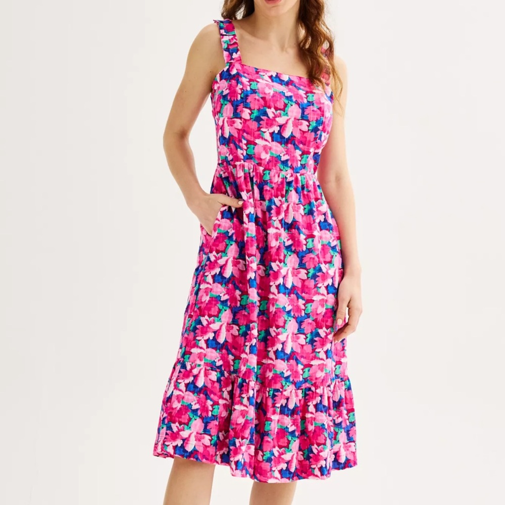Draper James Pink and Blue Floral Dress